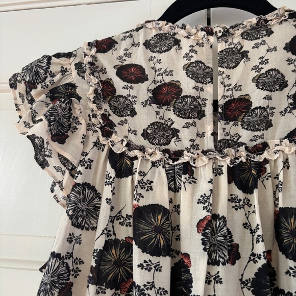 Ulla Johnson Erin Top Gardenia Floral Flutter Sleeve Size 4 Viscose Cotton Blend - Picture 12 of 16